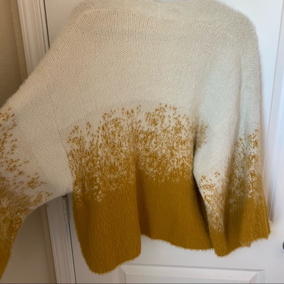 Anthropologie Akemi + Kin Senna Eyelash Open Front Mustard Cardigan One Size - Picture 7 of 8